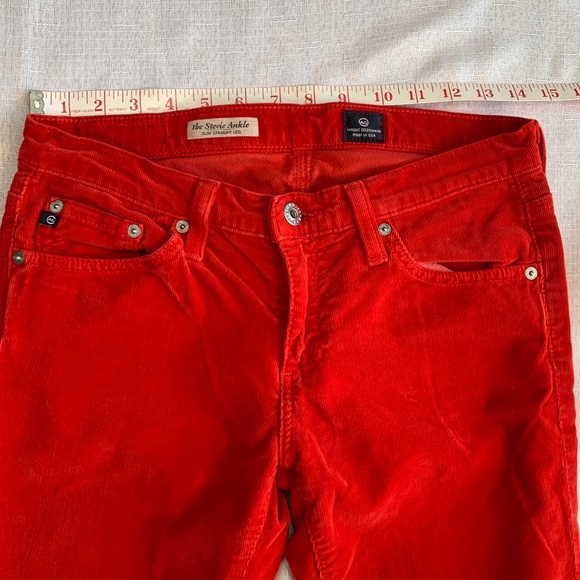 AG Adriano Goldschmied Stevie Slim Straight Red Corduroy Womens Jeans 4 / 27 - Picture 12 of 13